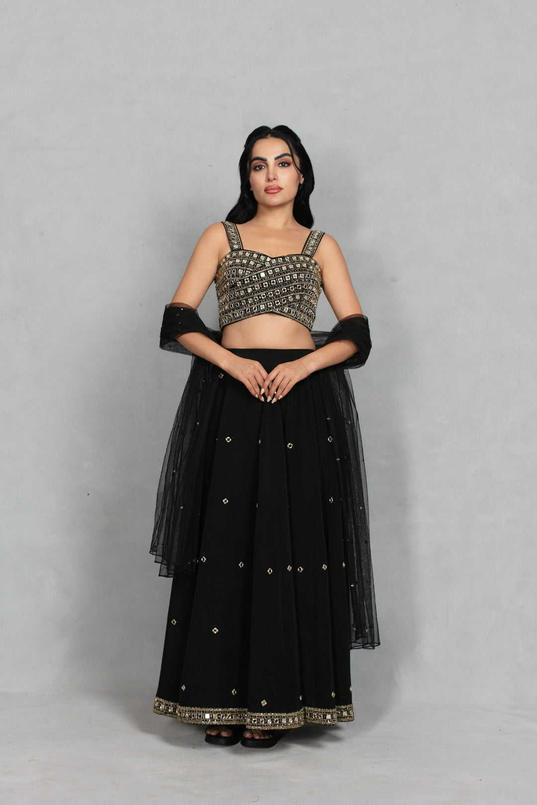 Nazneen Lehenga Set with Dupatta in Black