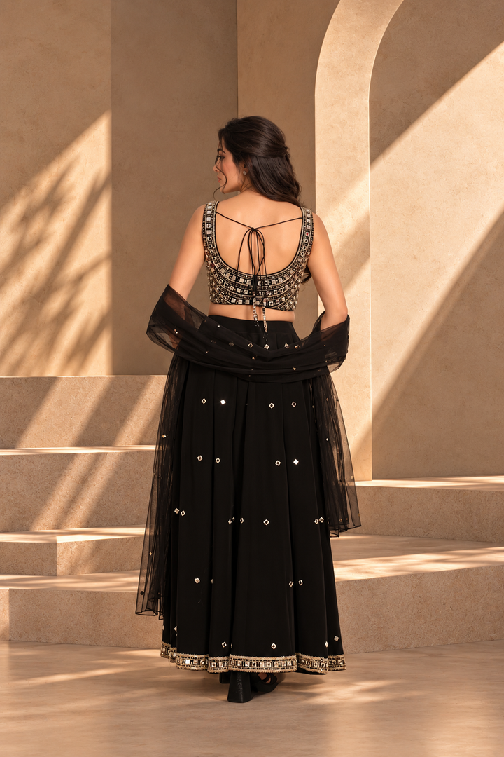 Nazneen Lehenga Set with Dupatta in Black