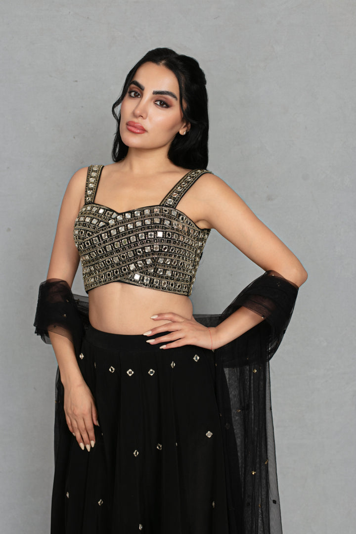 Nazneen Lehenga Set with Dupatta in Black