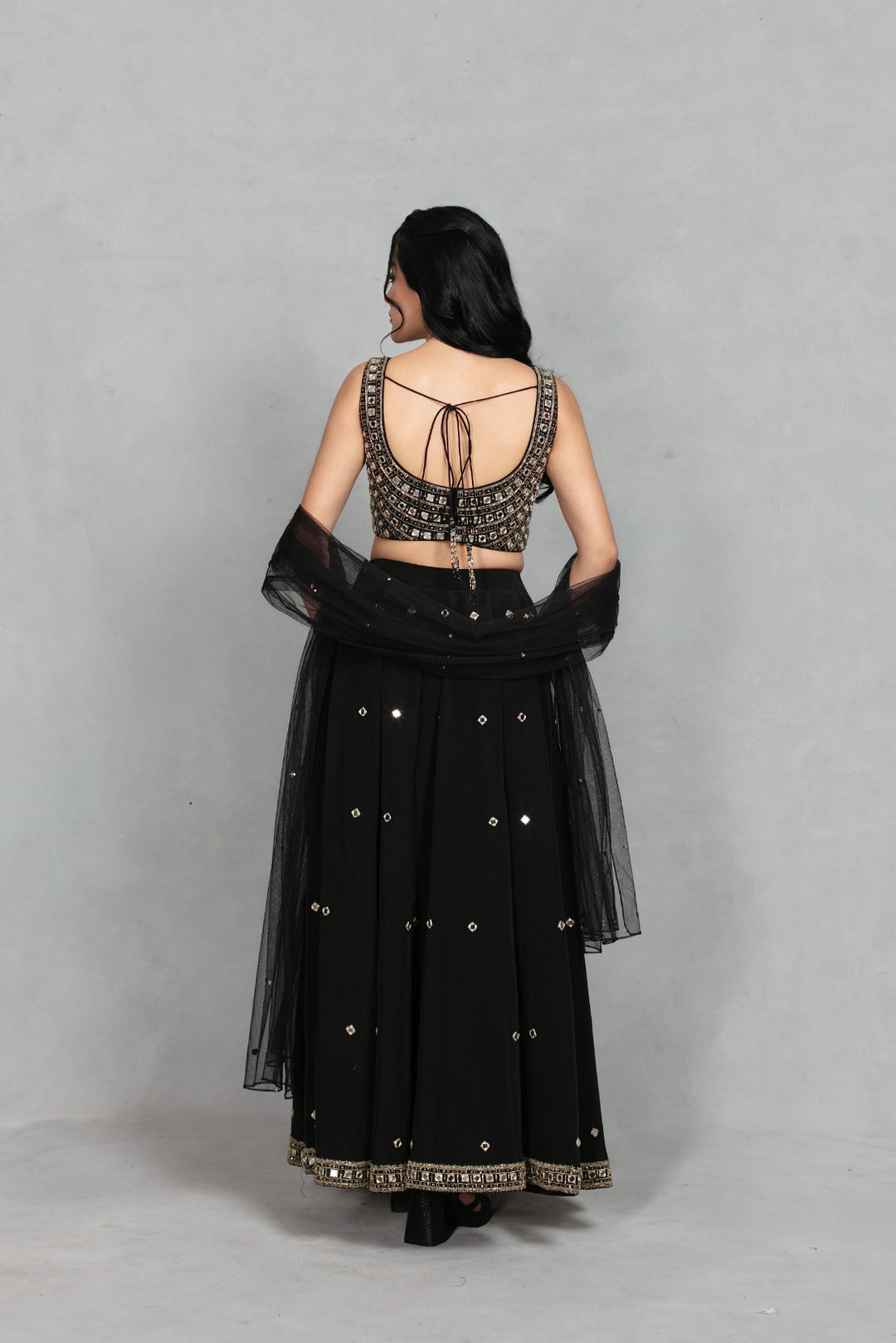 Nazneen Lehenga Set with Dupatta in Black
