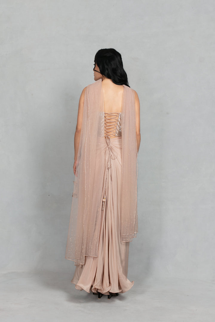 Shahzadi Coord Set with Dupatta in Champagne