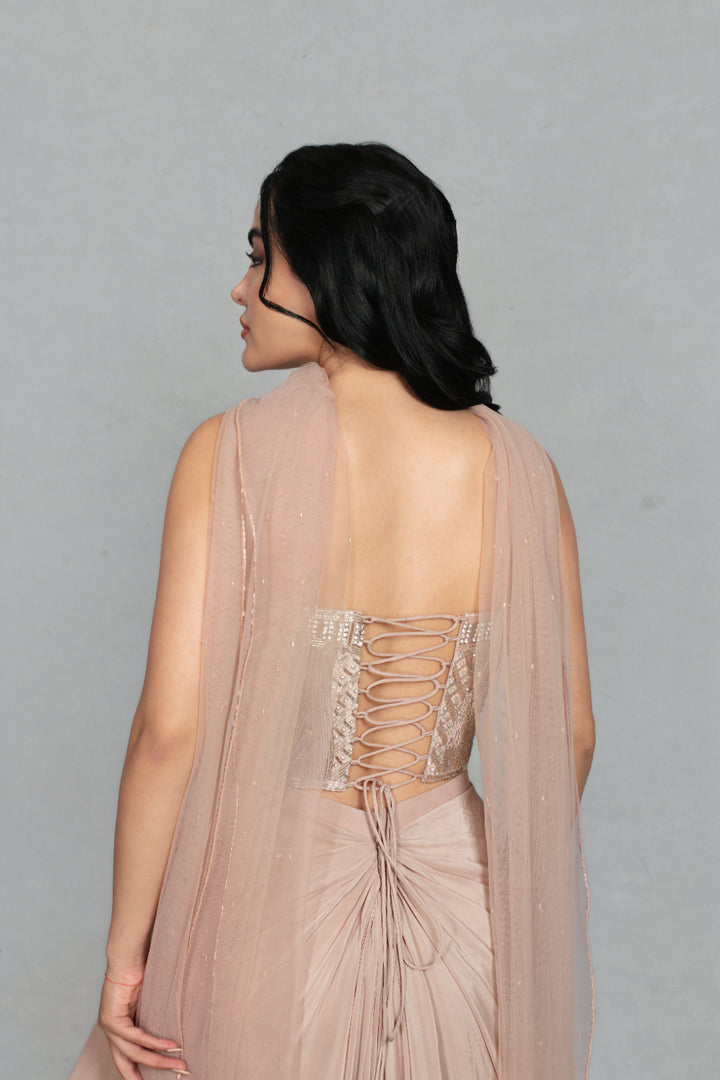 Shahzadi Coord Set with Dupatta in Champagne