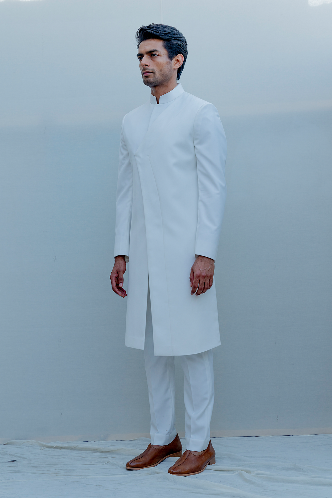 Waxen- Milky White Indo-Western Jacket Set