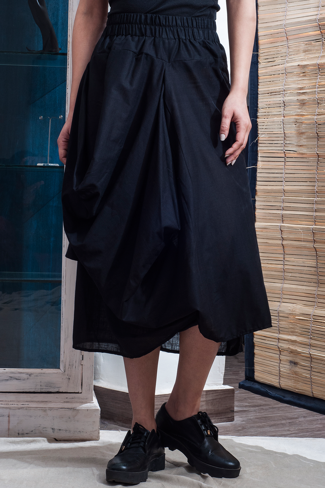 Rocko - Black Asymmetric Cowl Dress