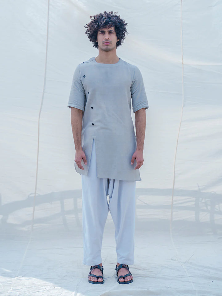 Cotton X Linen Slay - Grey Kurta Set