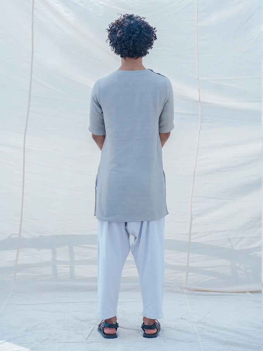 Cotton X Linen Slay - Grey Kurta Set