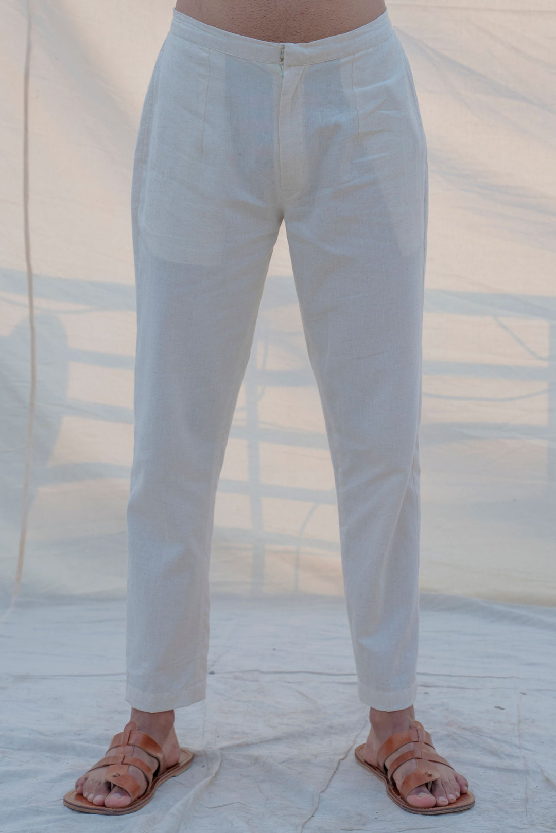 Cotton X Rayon Green Cowl Kurta with Off-White Pant Set