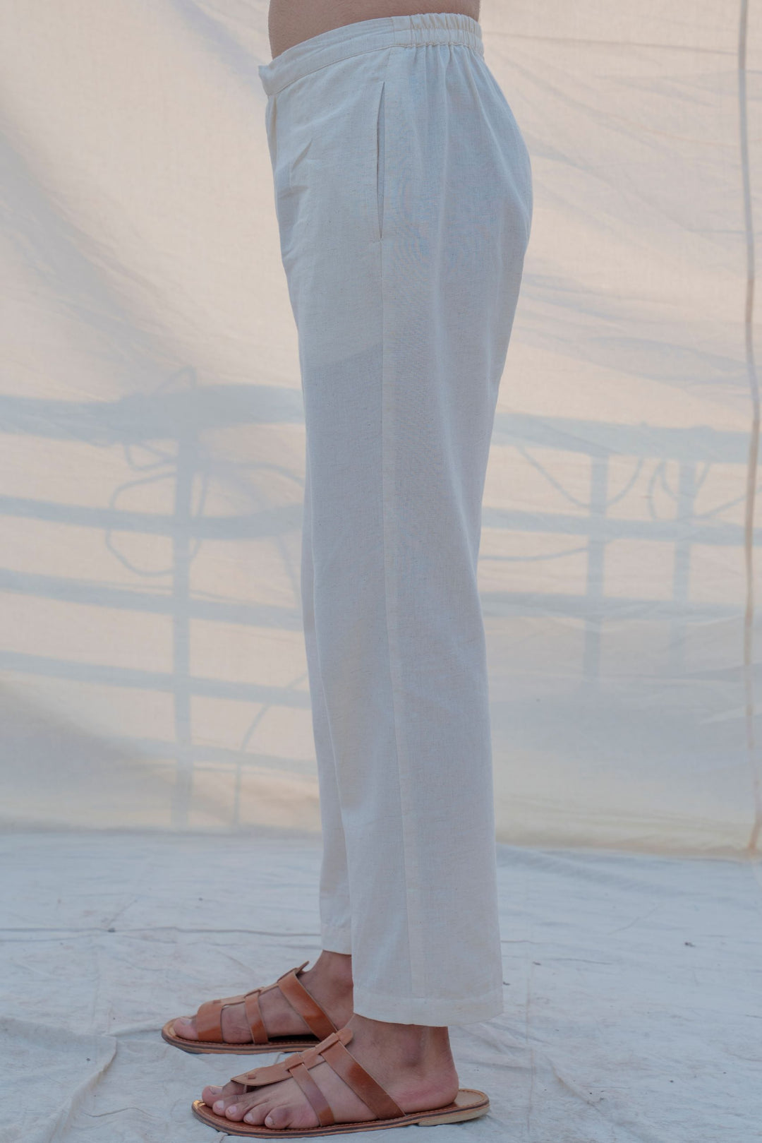 Cotton X Rayon Mustard Cowl Kurta with Off-White Pant Set