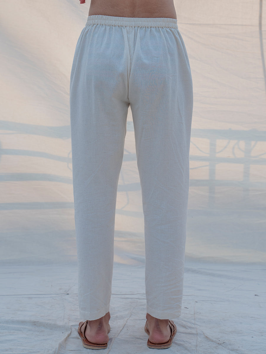 Light blue cotton linen pants by BOHAME