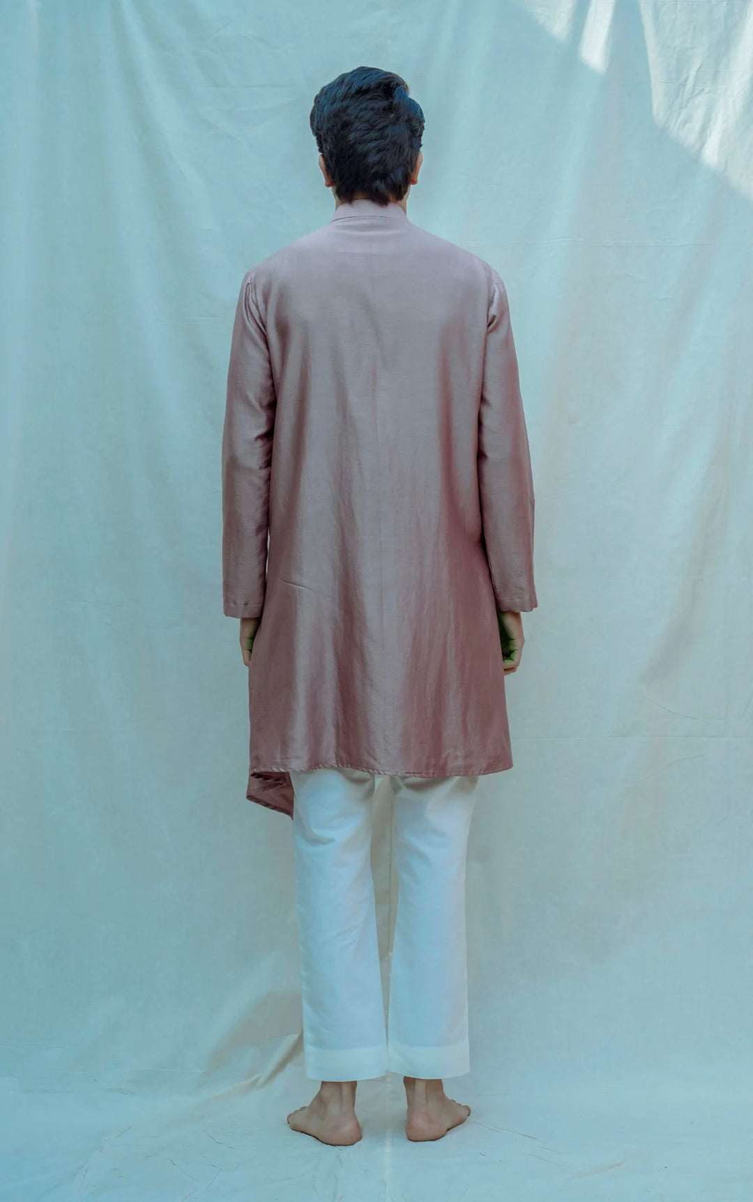 Chanderi Silk - Mauve Asymmetry Overlapped Kurta Set