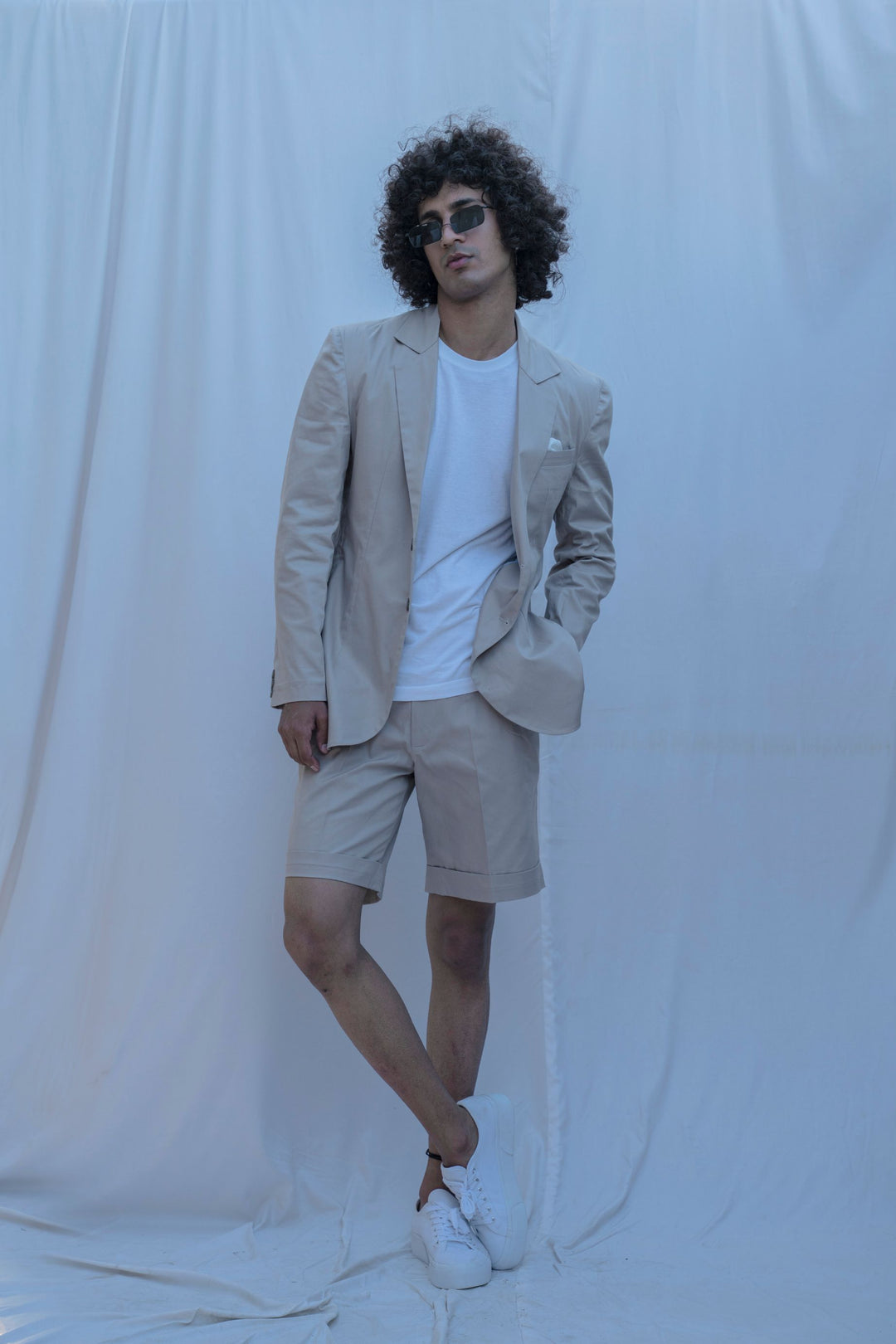 Yonkers - Beige Suit With Short Pant Set