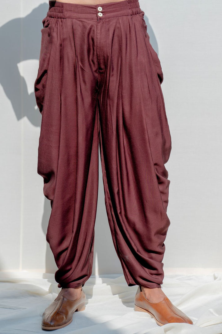 Ramble- Brown Asymmetric Kurta & Dhoti Pants Set