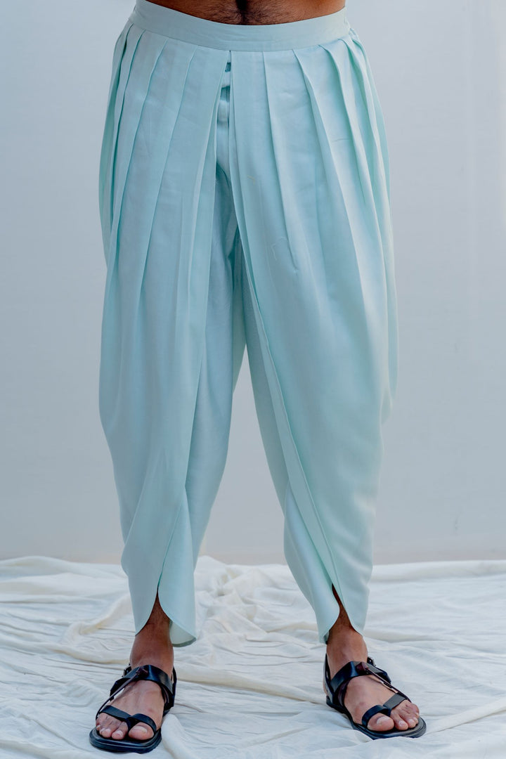 Mirjai- Light Blue Angrakha Kurta With Tulip Pants Set