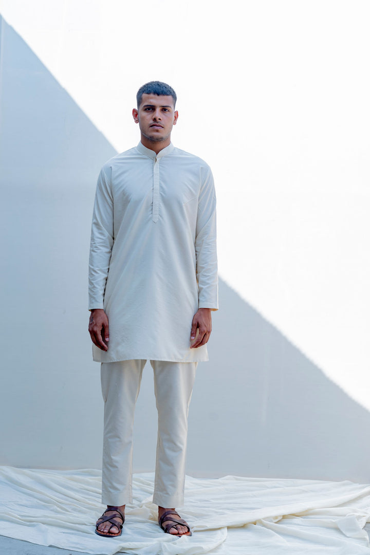 Zingaro- Off White Overlapped Cross Embroidered Jacket With Kurta Set