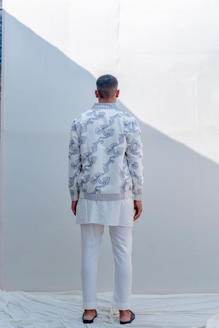 I & You - Off-white Abstract Embroiderd Bomber Jacket Set
