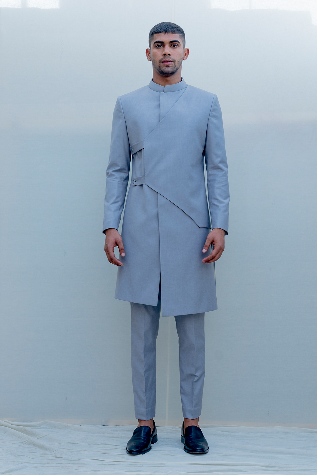 Regal- Grey Indo-Western Jacket Set - Bohame