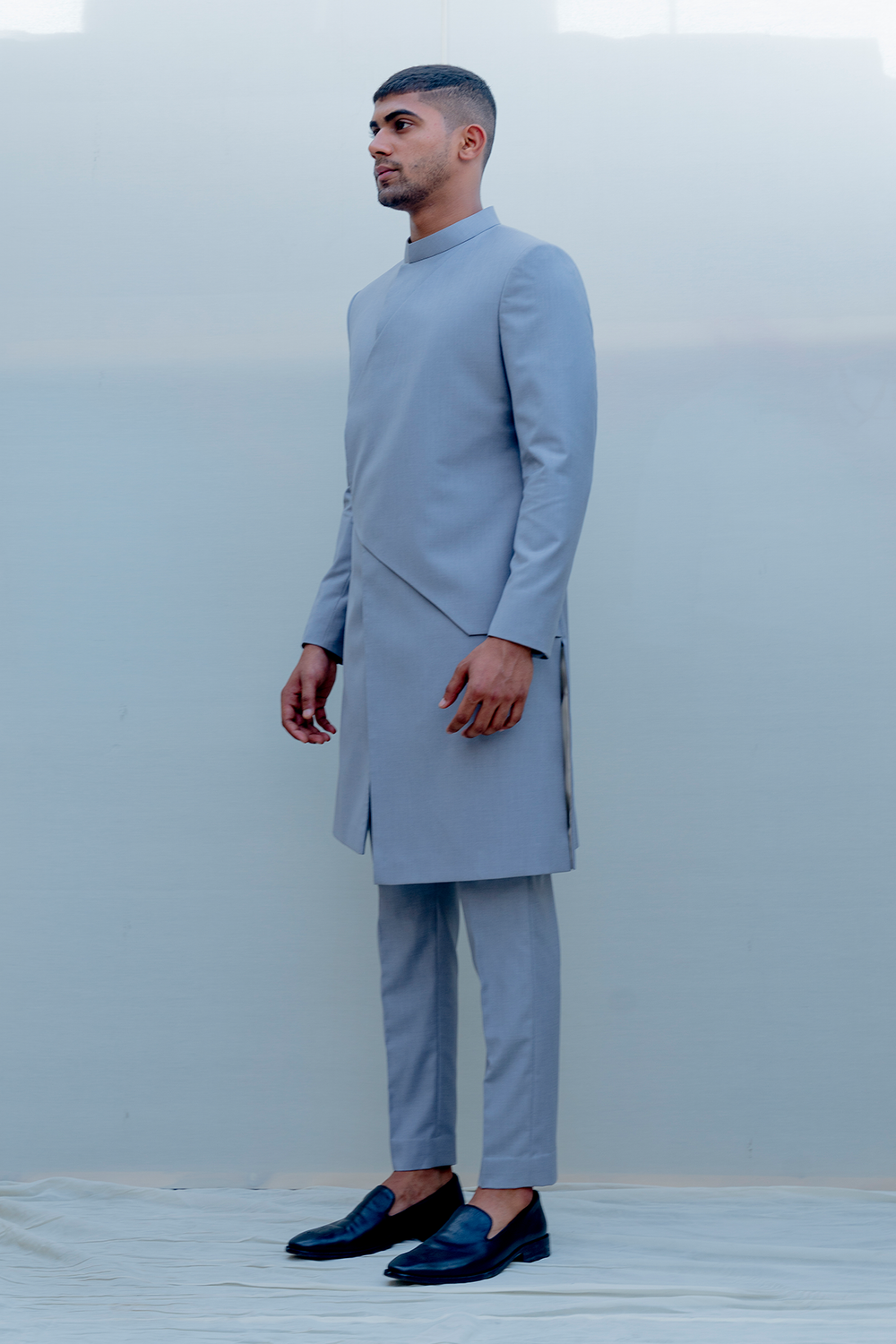 Regal- Grey Indo-Western Jacket Set - Bohame