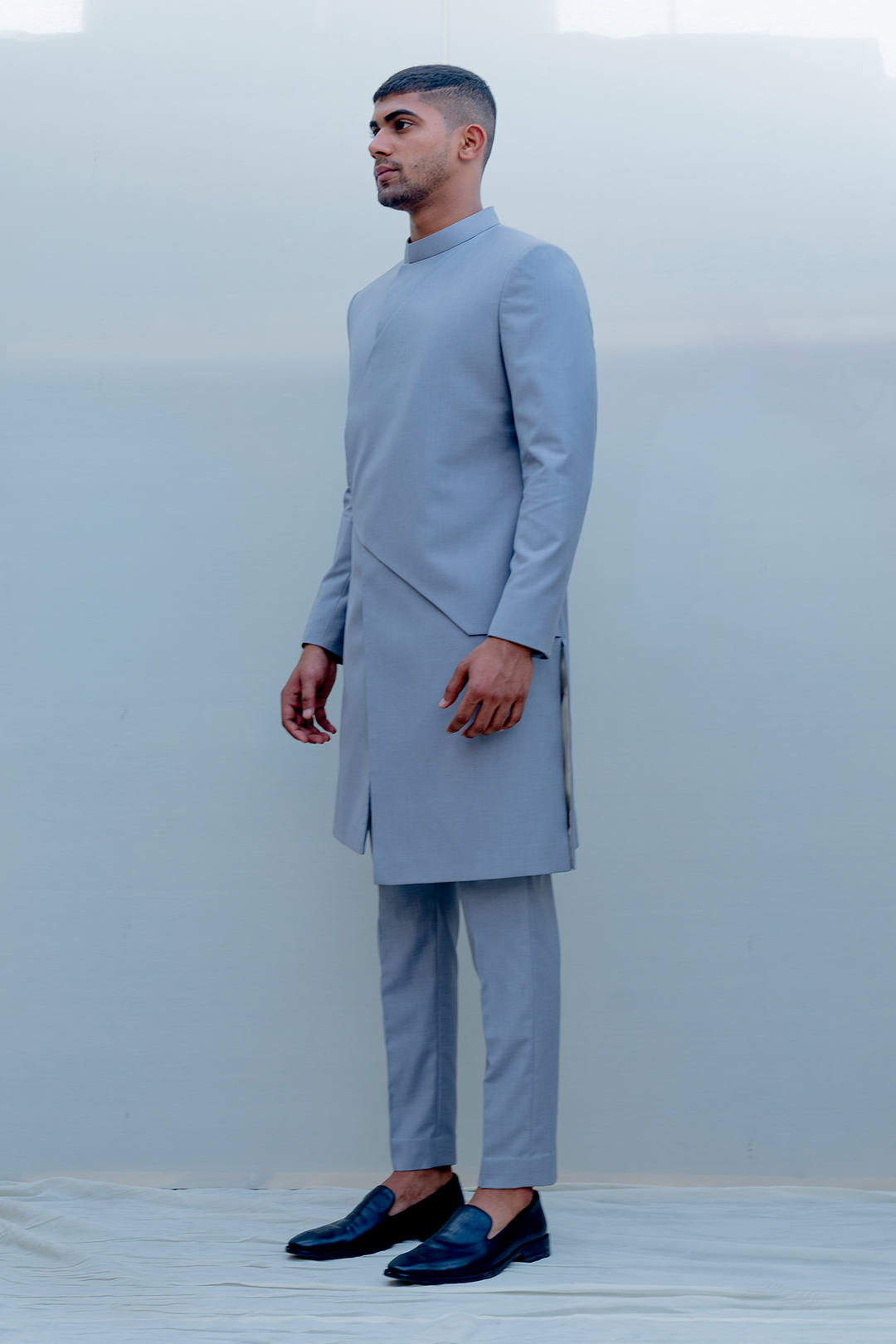 Regal- Grey Indo-Western Jacket Set - Bohame