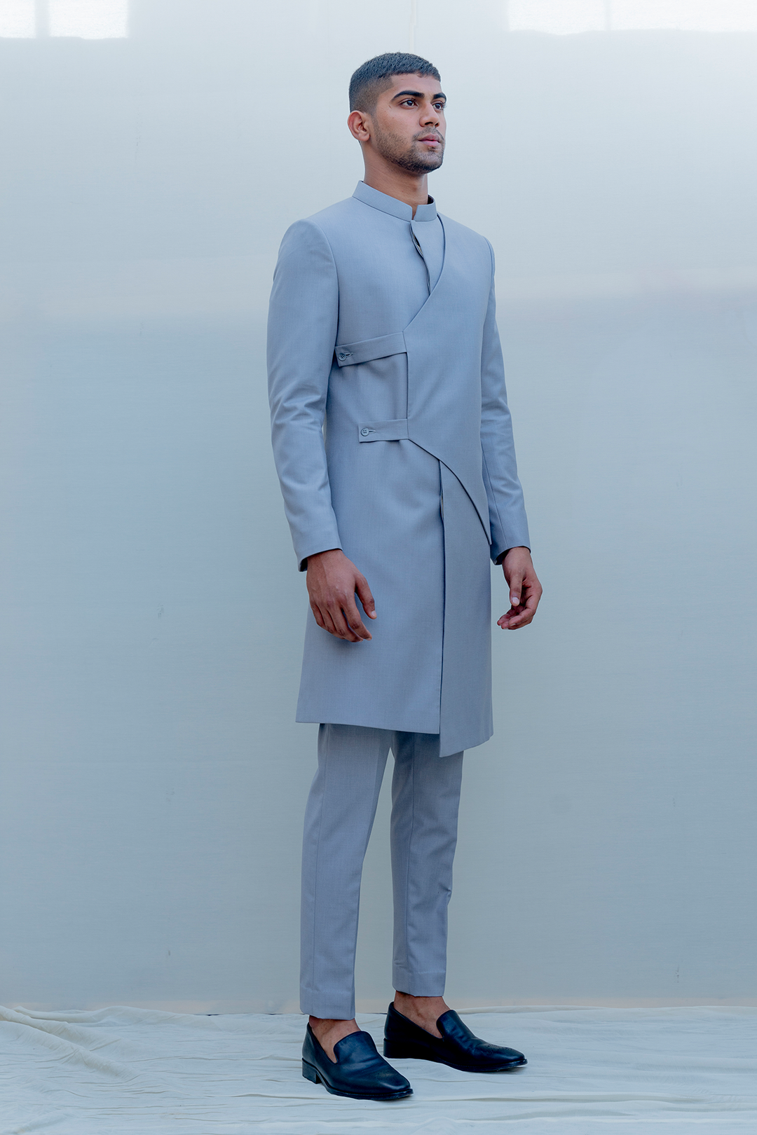 Regal- Grey Indo-Western Jacket Set - Bohame