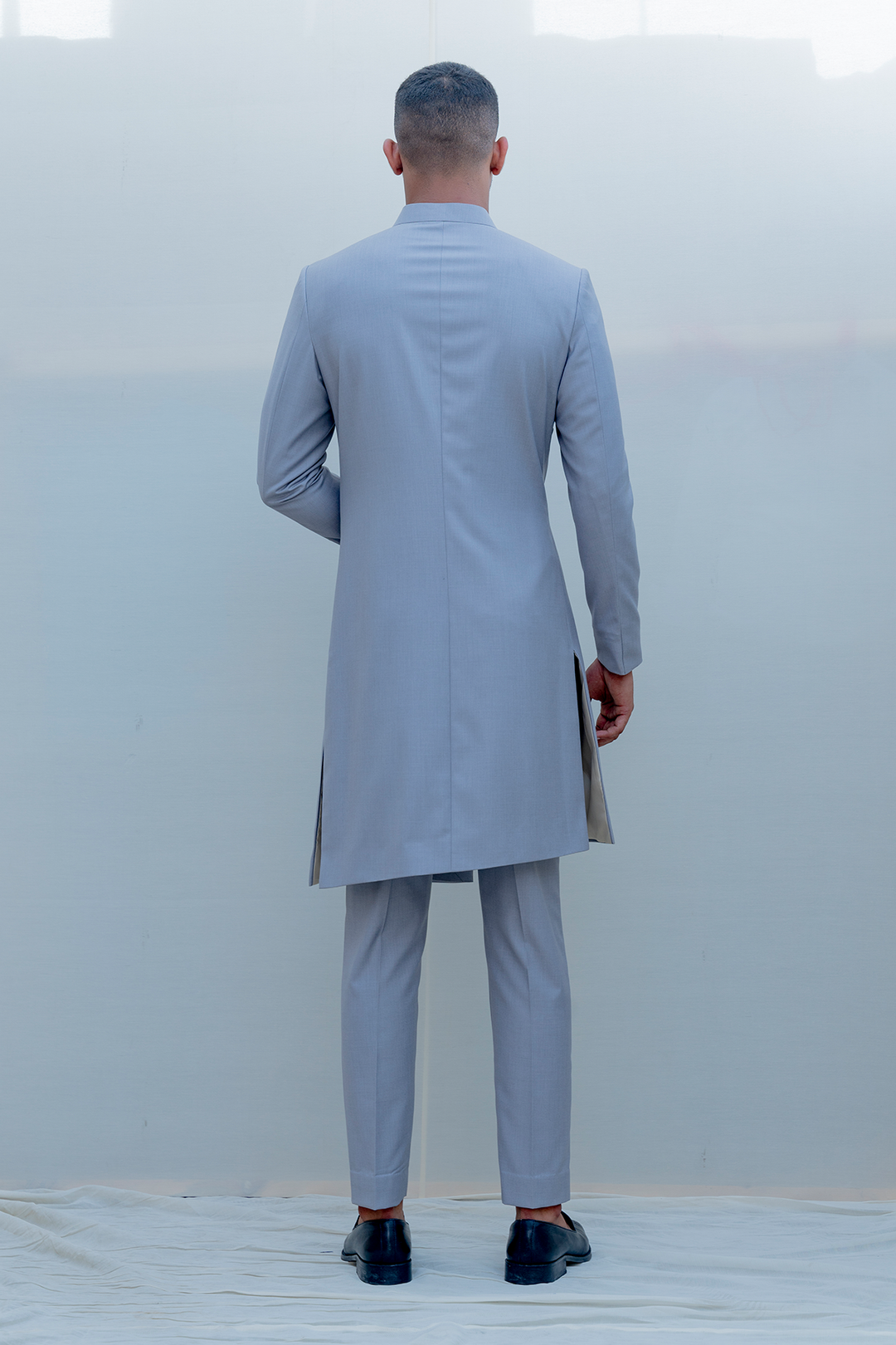 Regal- Grey Indo-Western Jacket Set - Bohame