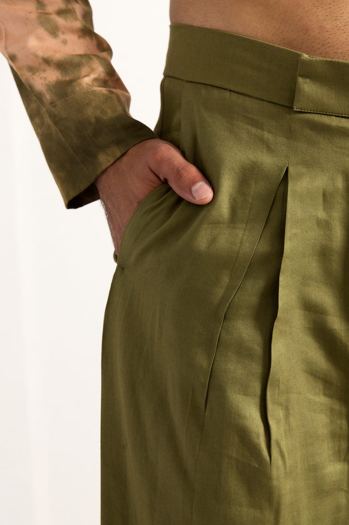Galen - Tie & Dye Asymmetric Panelled Kurta with Pant Set