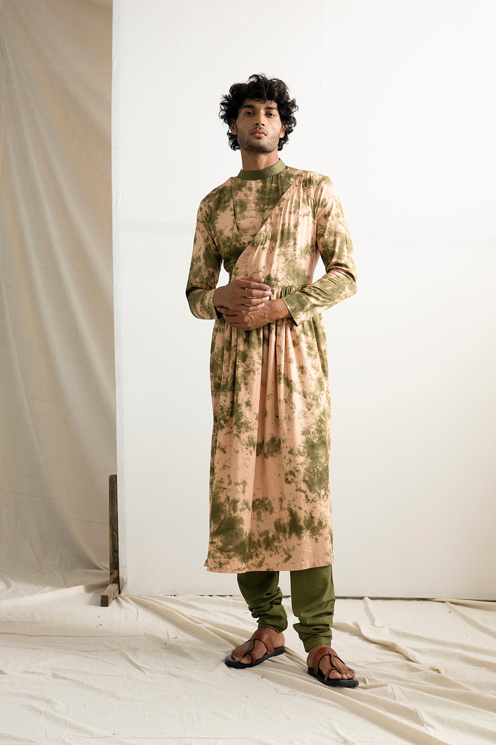 Kama - Tie & Dye Flared Manarkali Kurta Set