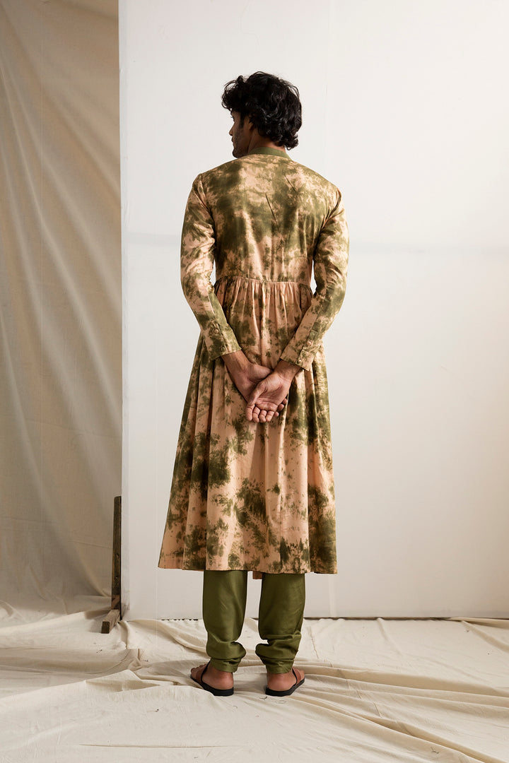 Kama - Tie and Dye Flared Manarkali with Churidar Set