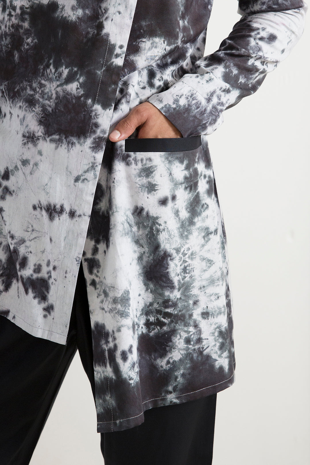 Amias -  Tie & Dye Asymmetrical Kurta with Pleated Pant Set