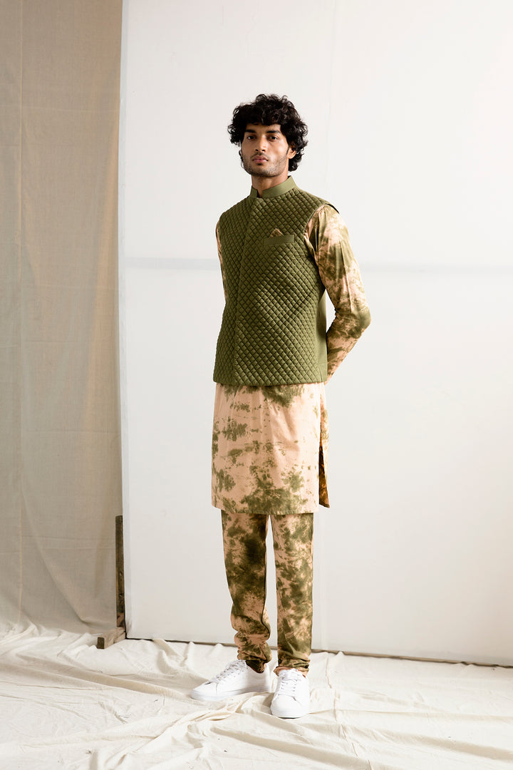 Jalen - Tie & Dye Kurta Set With Quilted Jacket