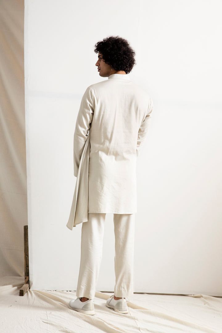 Solace - Tie & Dye Asymmetric Jacket with Kurta Set