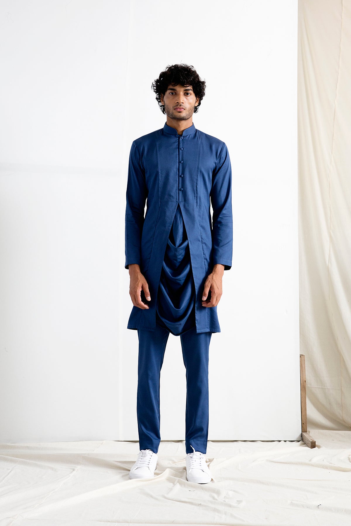 Alair - Tie & Dye Nehru Jacket with Blue Cowl Kurta set