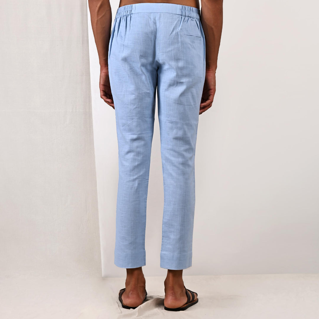 Light Blue Cotton X Linen Pant