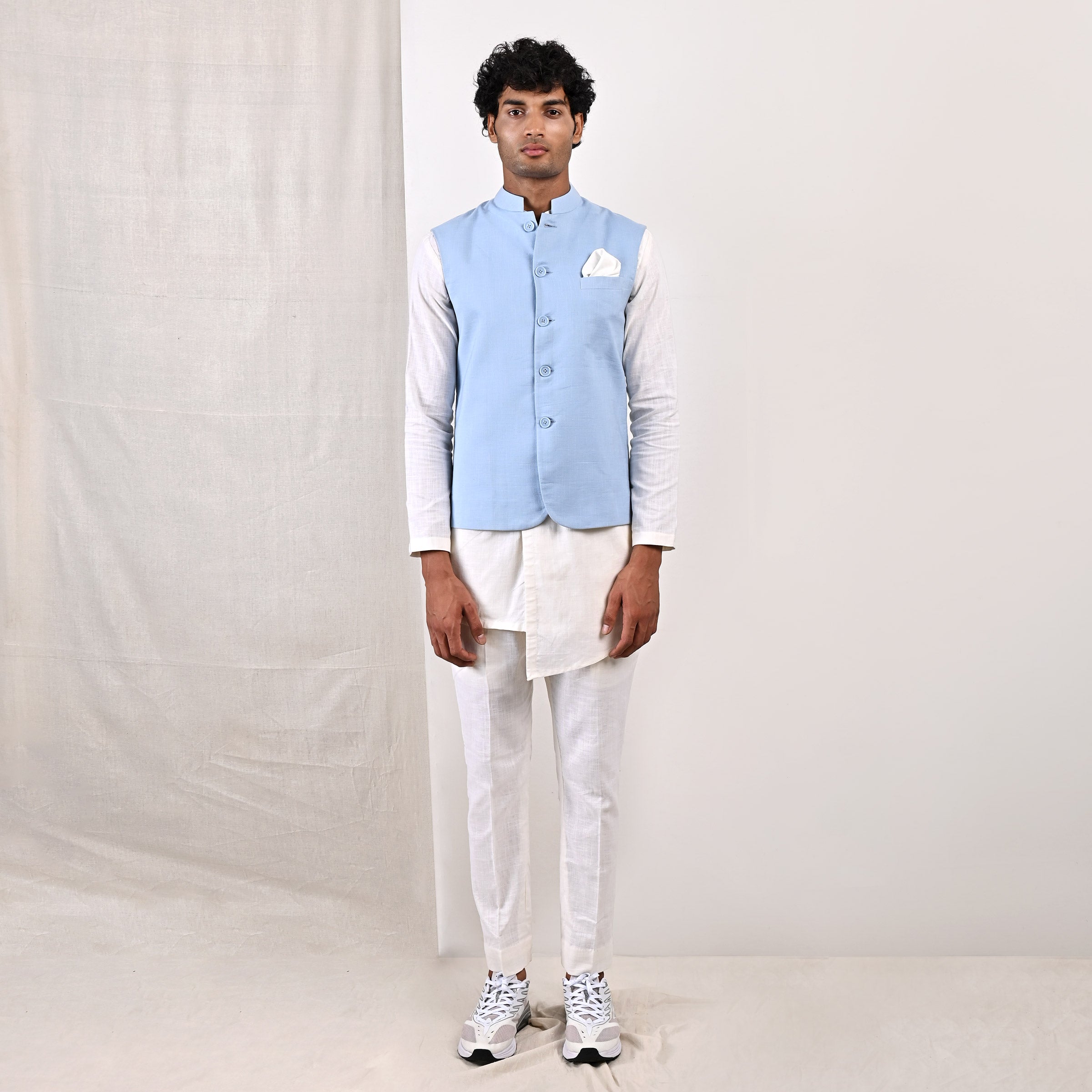 Buy Mohanlal Sons Sky Blue Regular Fit Printed Nehru Jacket for Mens Online  @ Tata CLiQ