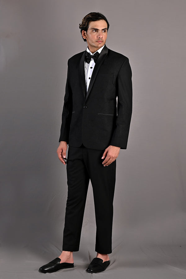 Constantine - Black Abstract Embroidered Tuxedo Set