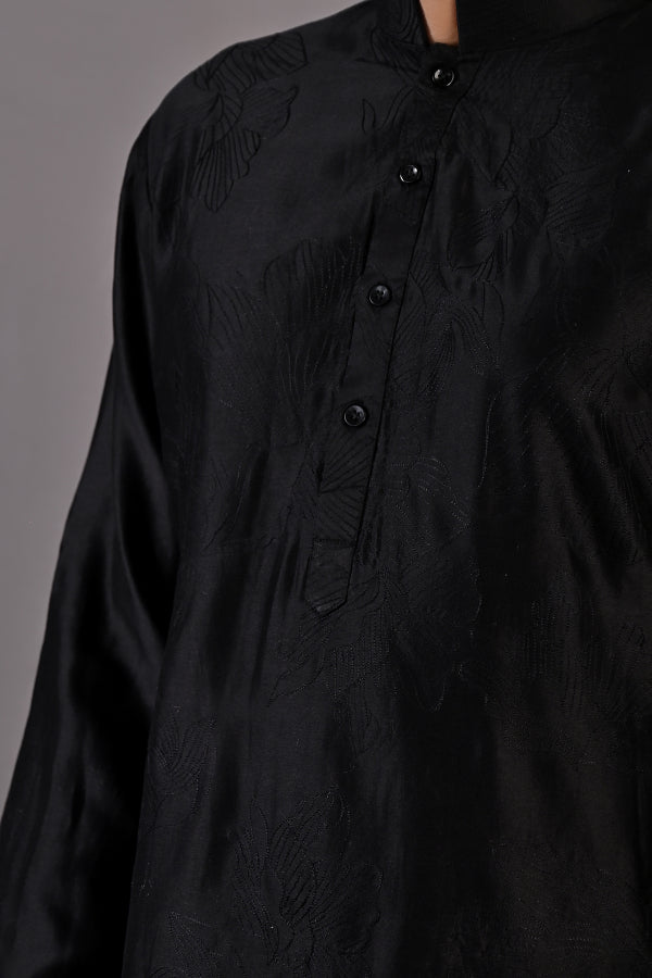 Lupine - Black Abstract Embroidered Kurta Set