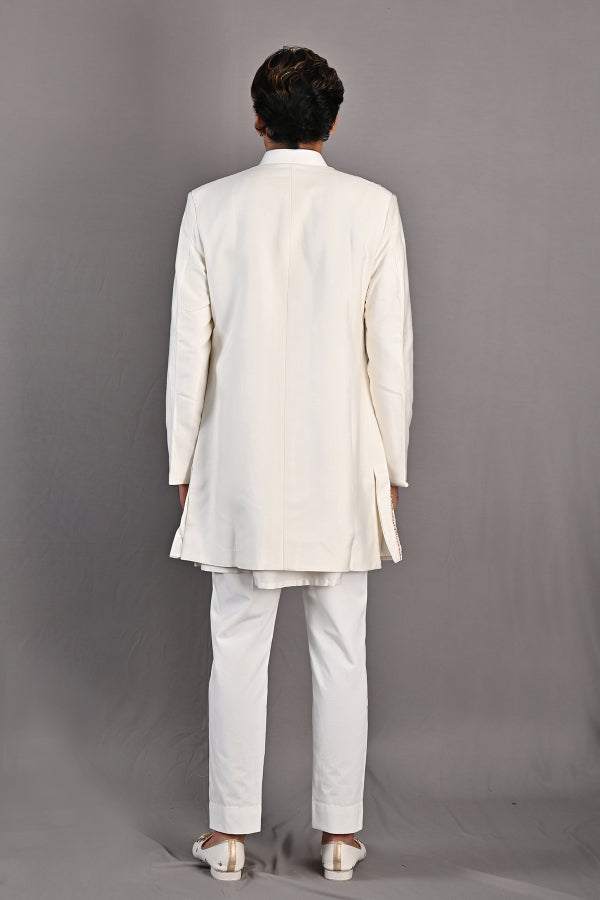 Oakley - Off White Hand Embroidery Sherwani Jacket Set