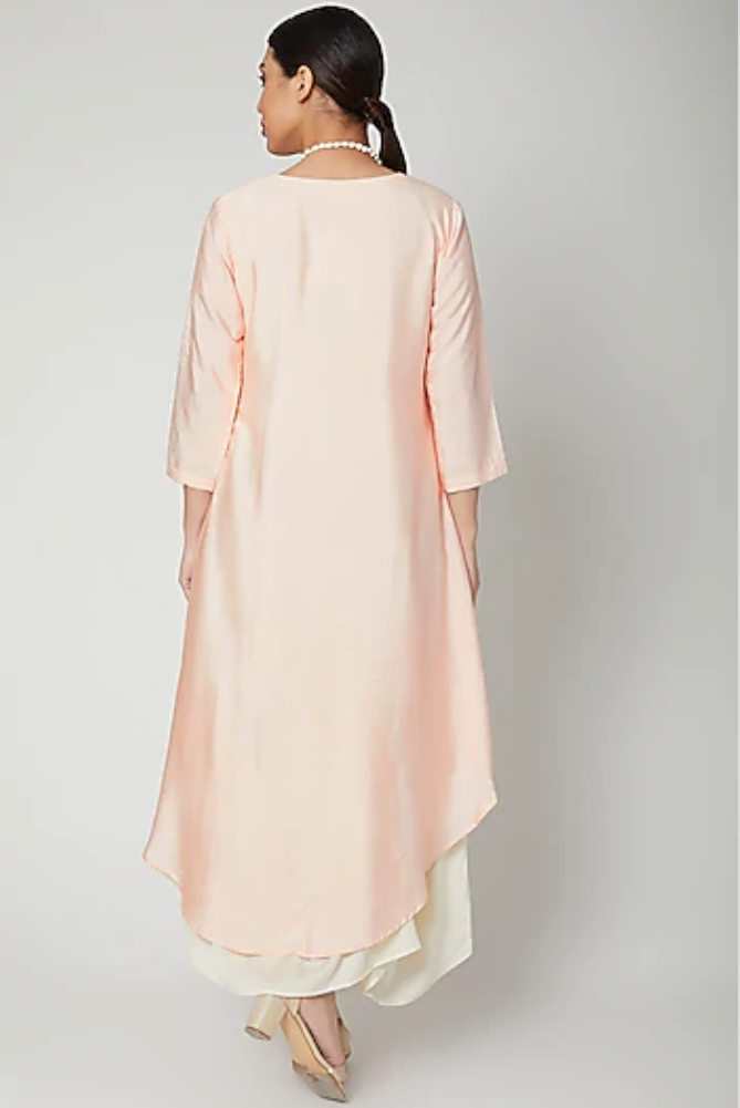 Dream- Peach & off white Indo-Western Cowl Dress