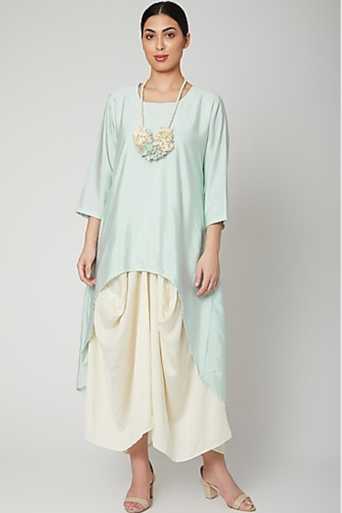 Dream- Mint green & off white Indo-Western Cowl Dress