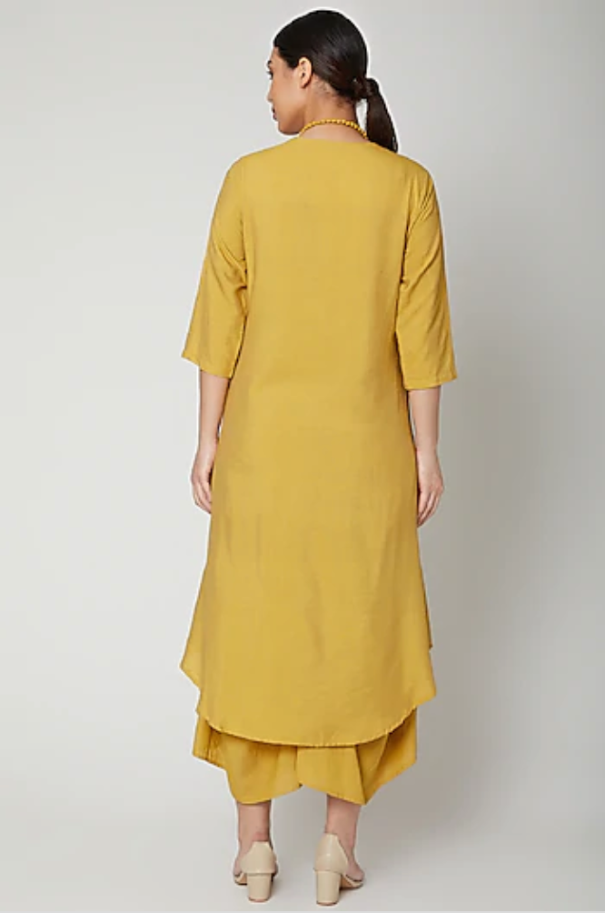 Bella- Mustard Indo-Western Cowl Dress
