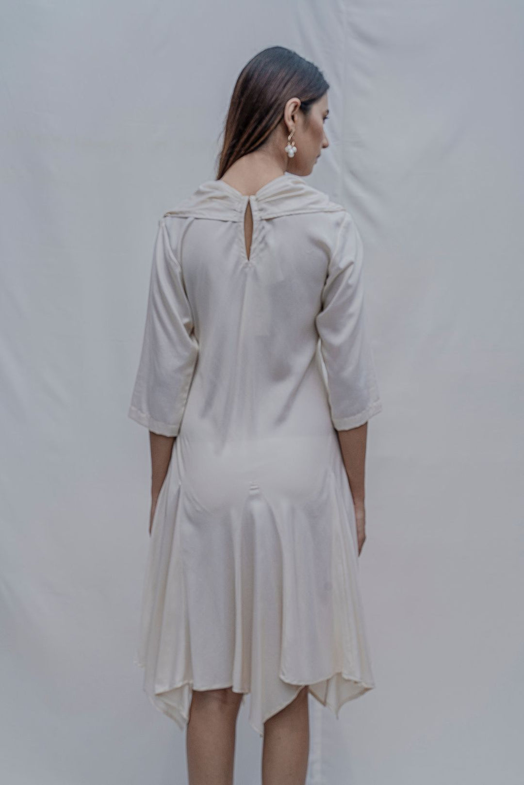Dream- Off White Draped Cowl dress