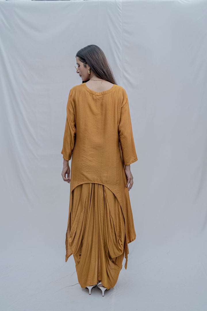 Rosemary - Mustard Cowl Dress
