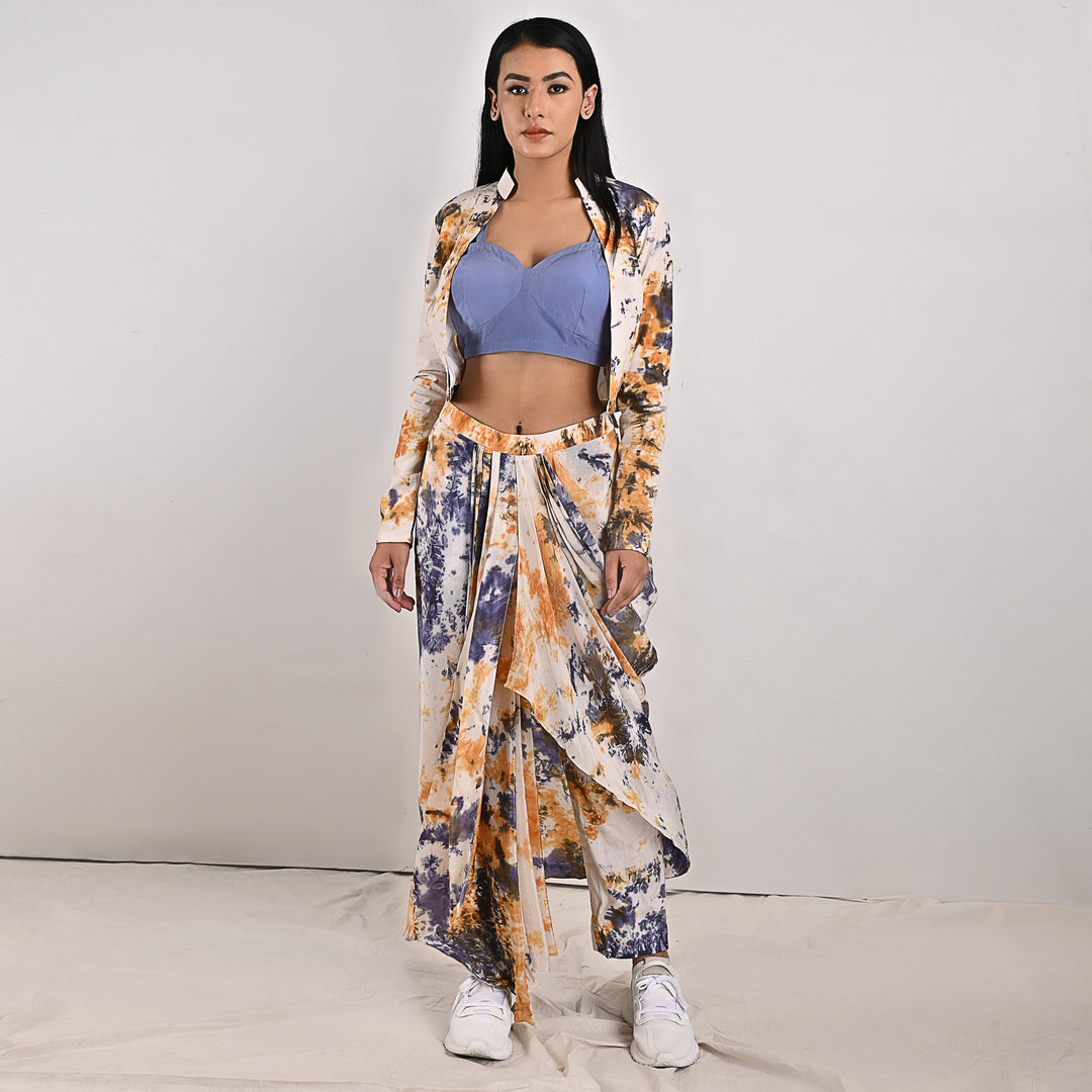 Jemina -Tie & Dye Concept saree With Jacket