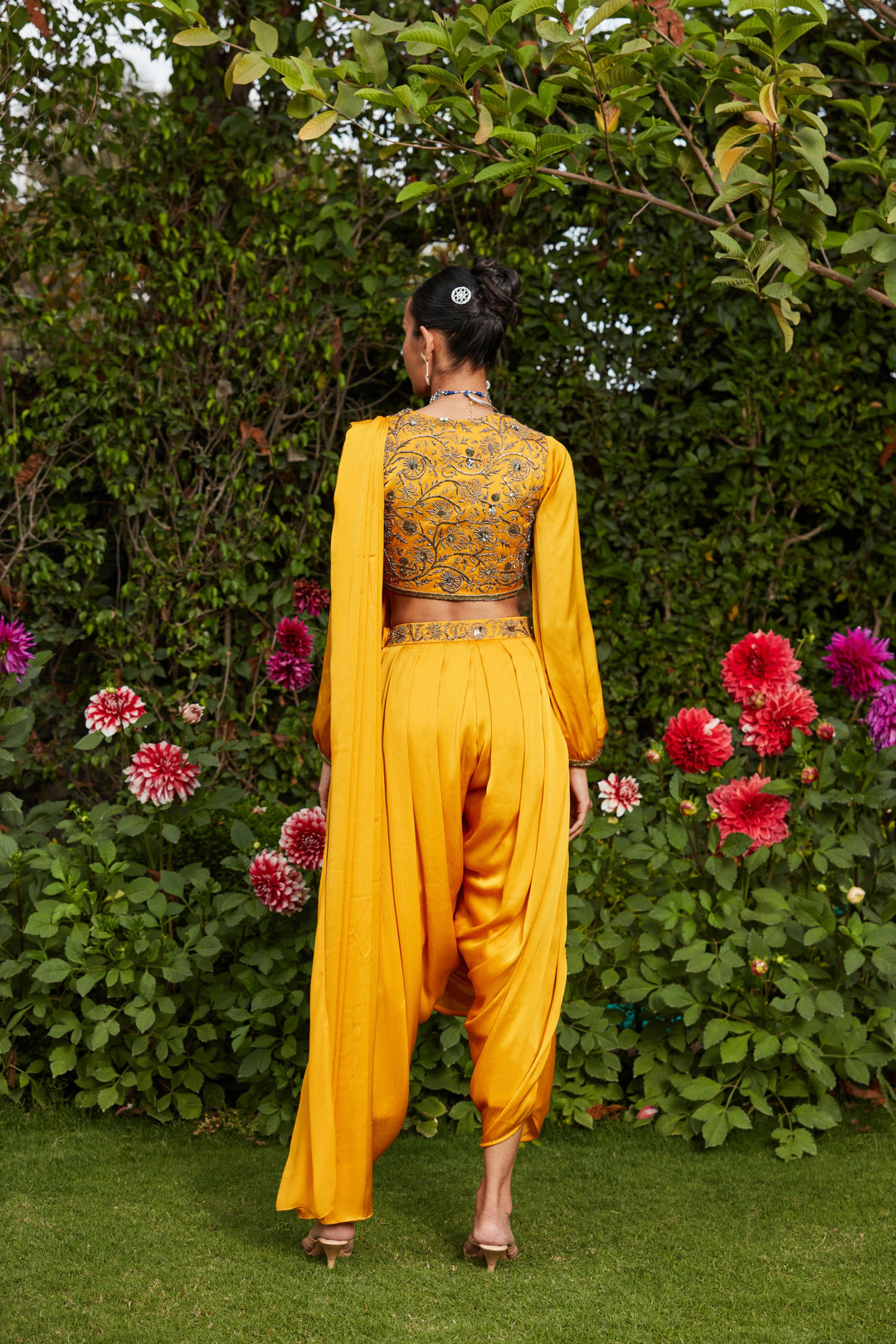 Anisa- Mustard Embroidered  Concept Saree