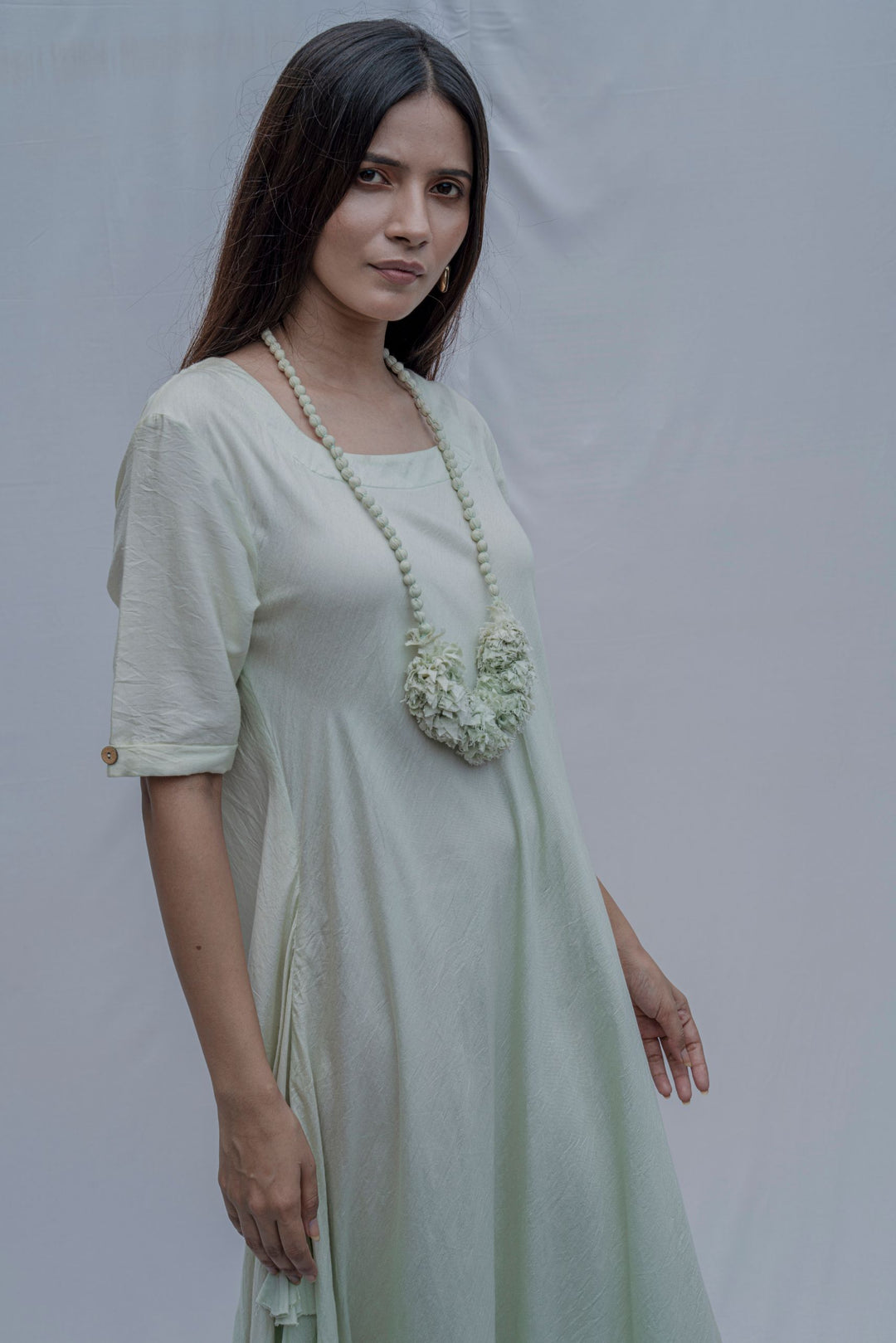 Mint Green Bias Dress with Necklace