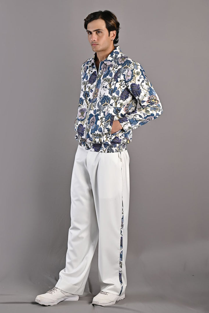 Fionn - Multi Blue Printed Bomber Jacket with Pant Set