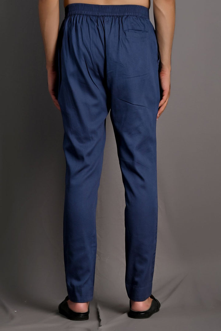 Blodwyn - Multi Blue Printed Short Jacket With Blue Cowl Kurta & Tulip Pant Set