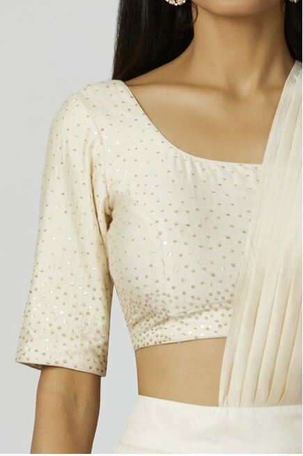 Chanderi Silk - White Embroidered Pre-Draped Pant Saree