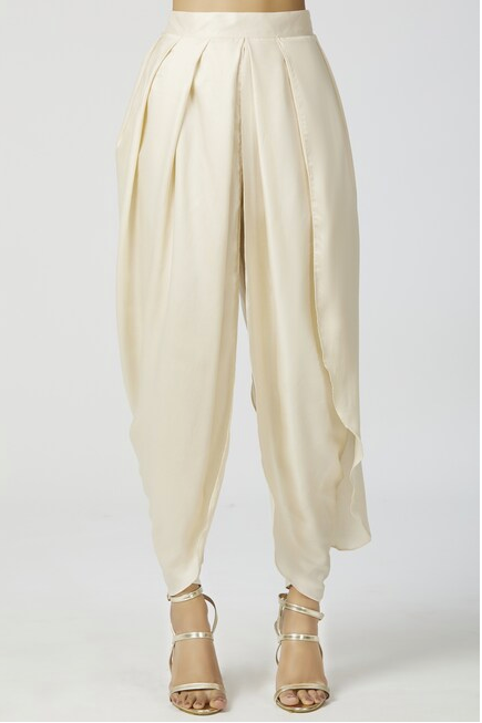 Embellished Kaftan Dhoti Pant Set in Off-White