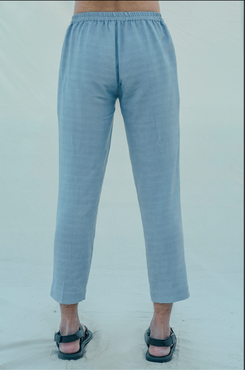 Cotton X Linen Sky Blue Trouser - Bohame