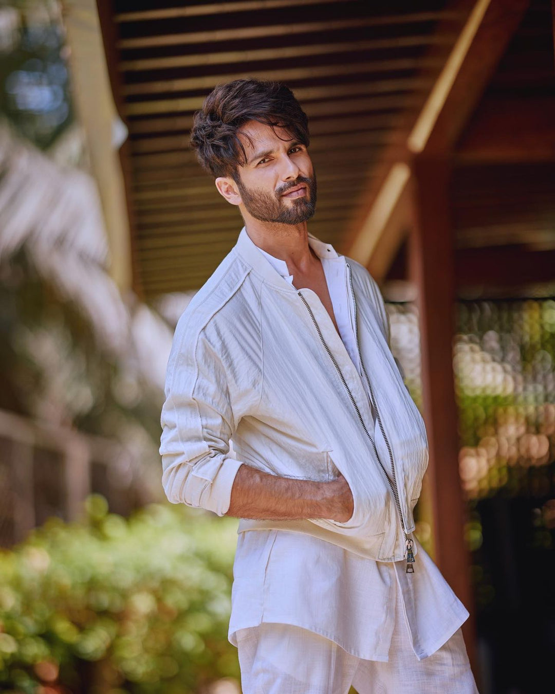 Shahid Kapoor In Our - Off-White Bomber Jacket with Kurta & Pant Set